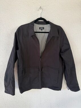 A.P.C. Men's Black Zip-Front Shirt Jacket